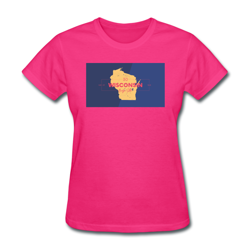 Wisconsin Info Map - Women's T-Shirt - fuchsia