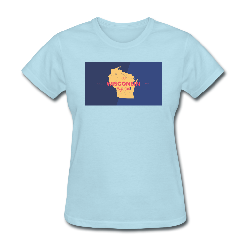 Wisconsin Info Map - Women's T-Shirt - powder blue