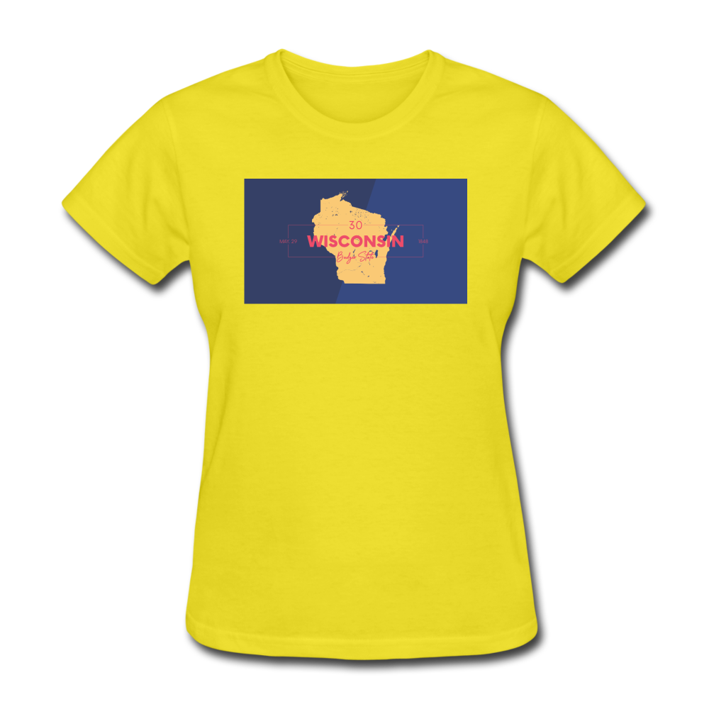 Wisconsin Info Map - Women's T-Shirt - yellow