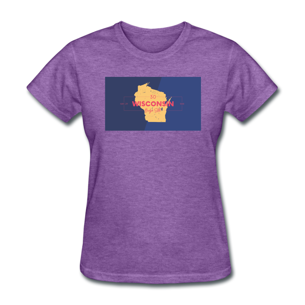 Wisconsin Info Map - Women's T-Shirt - purple heather