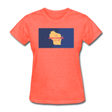 Wisconsin Info Map - Women's T-Shirt - heather coral