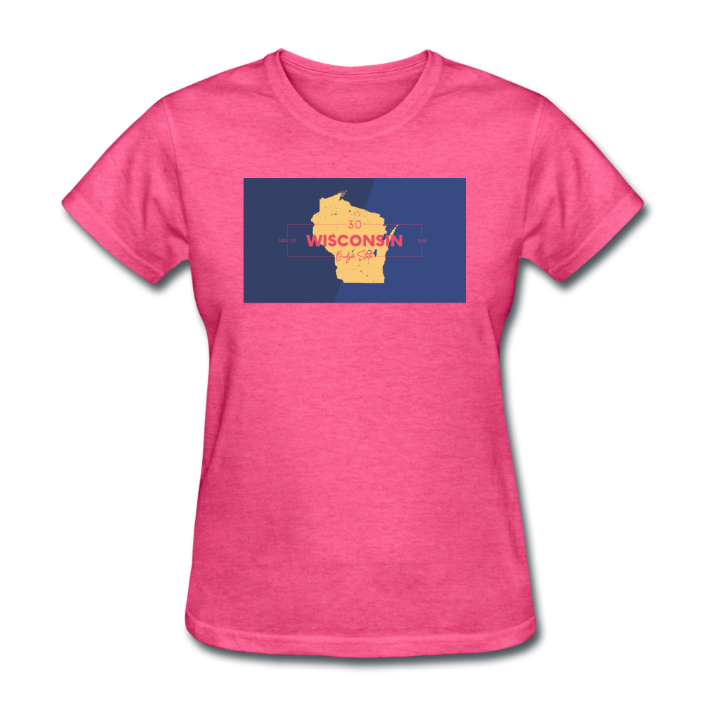 Wisconsin Info Map - Women's T-Shirt - heather pink