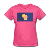 Wisconsin Info Map - Women's T-Shirt - heather pink