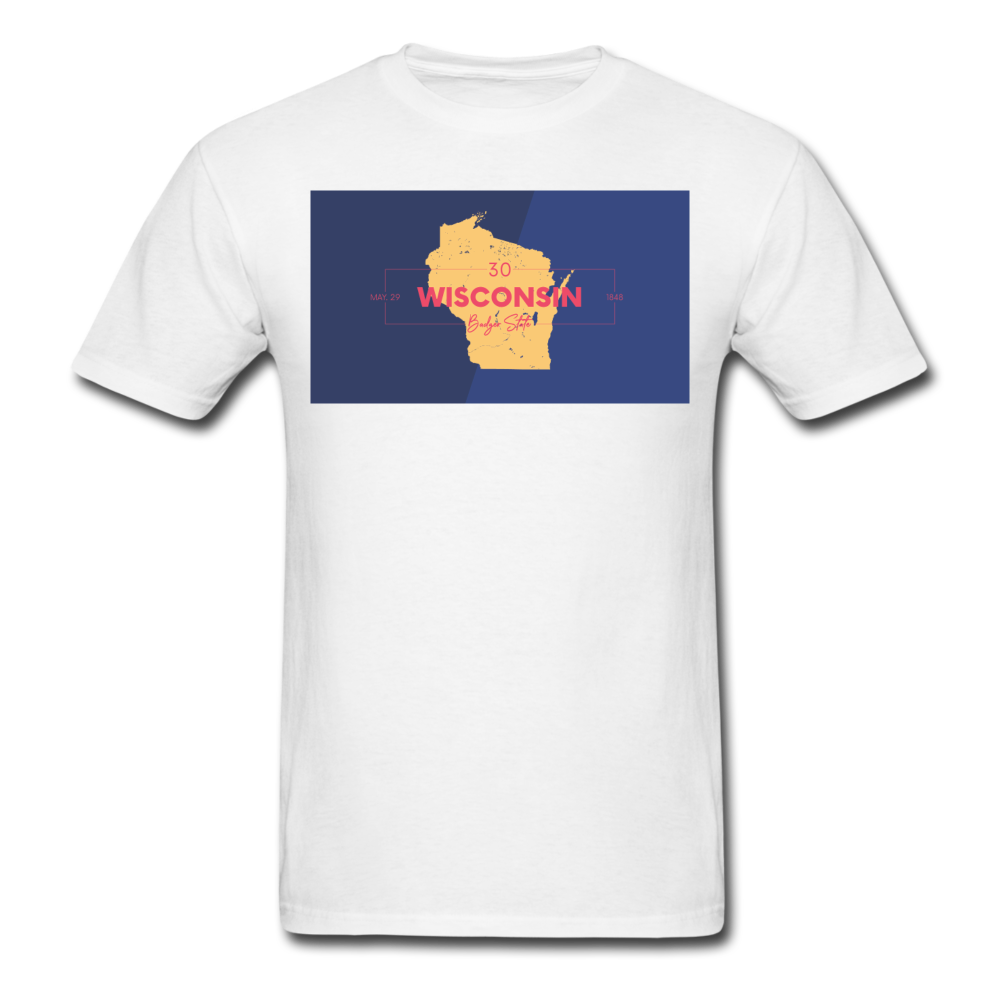 Wisconsin Info Map - Men's T-Shirt - white