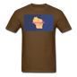 Wisconsin Info Map - Men's T-Shirt - brown