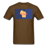 Wisconsin Info Map - Men's T-Shirt - brown