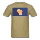 Wisconsin Info Map - Men's T-Shirt - khaki