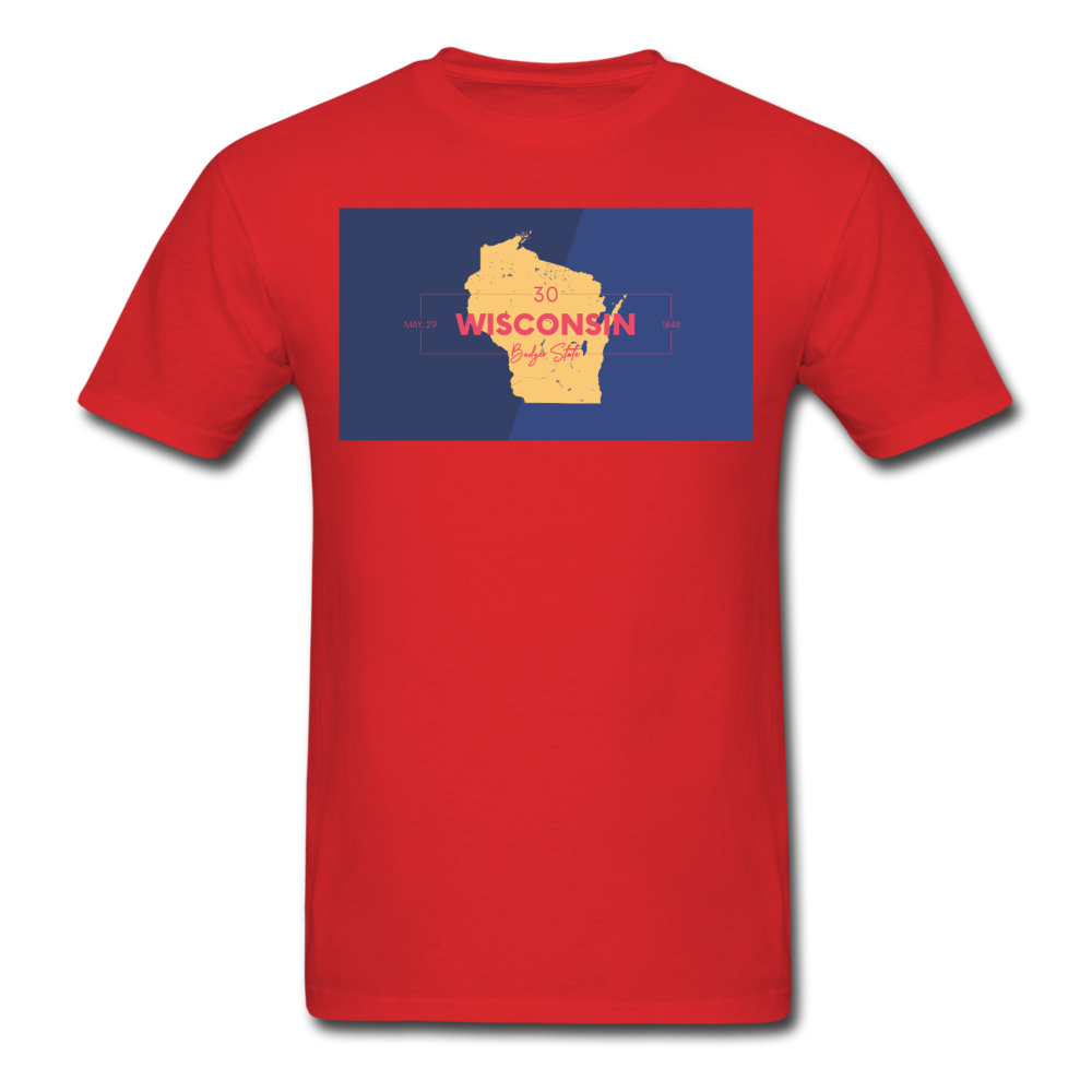 Wisconsin Info Map - Men's T-Shirt - red