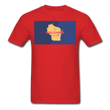 Wisconsin Info Map - Men's T-Shirt - red