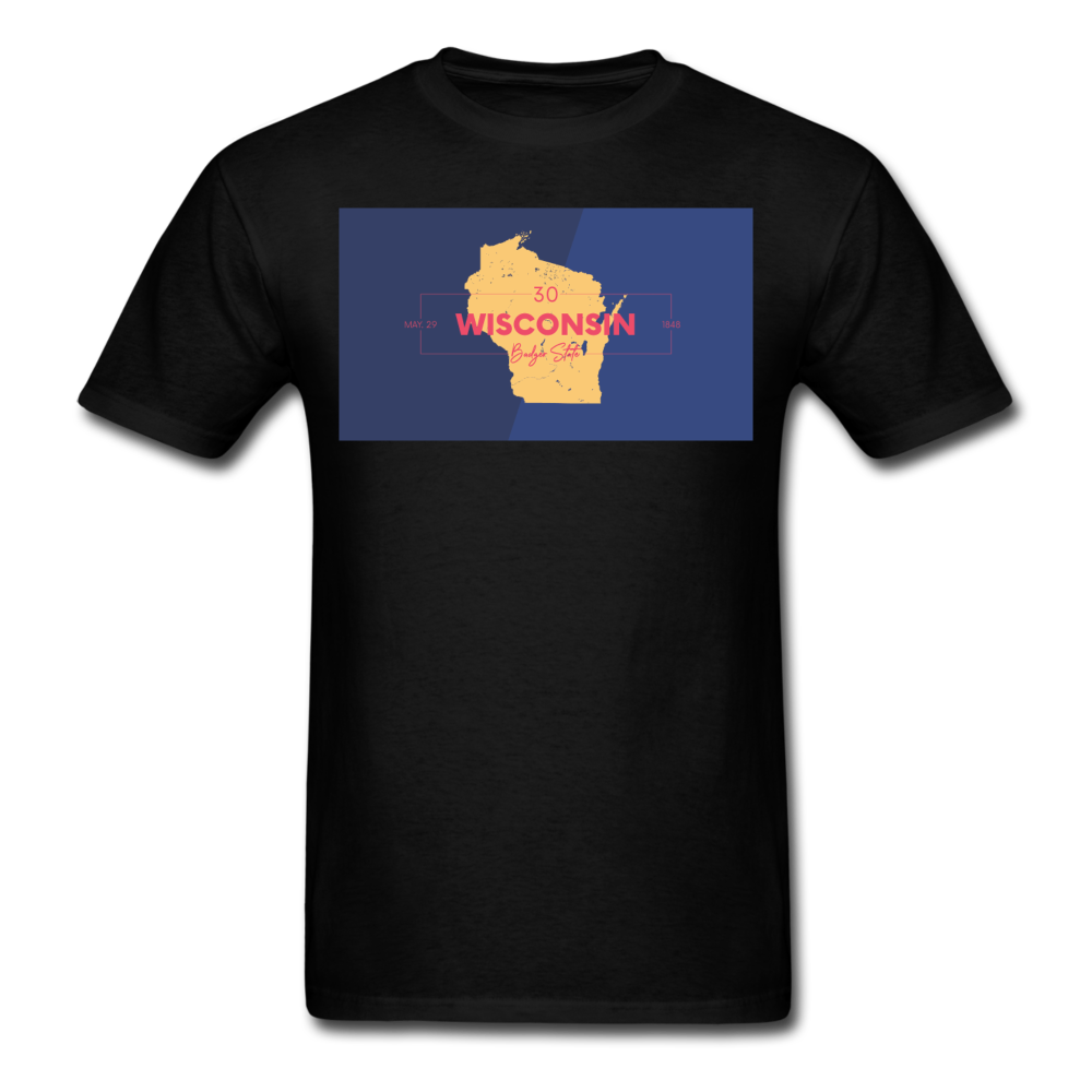 Wisconsin Info Map - Men's T-Shirt - black