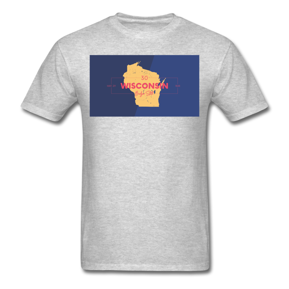 Wisconsin Info Map - Men's T-Shirt - heather gray