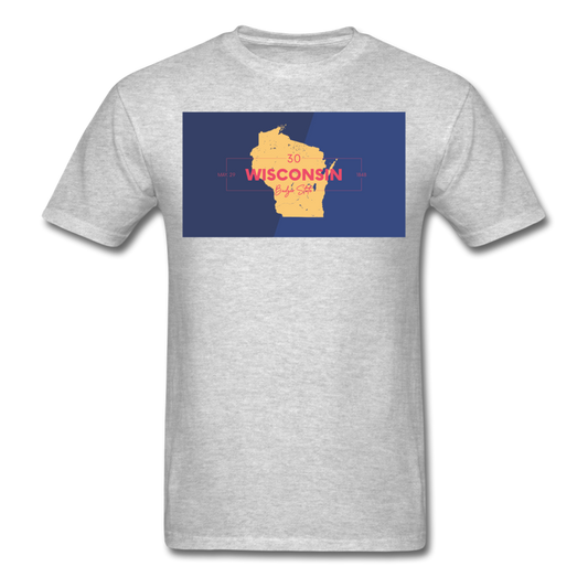 Wisconsin Info Map - Men's T-Shirt - heather gray