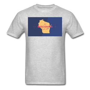 Wisconsin Info Map - Men's T-Shirt - heather gray