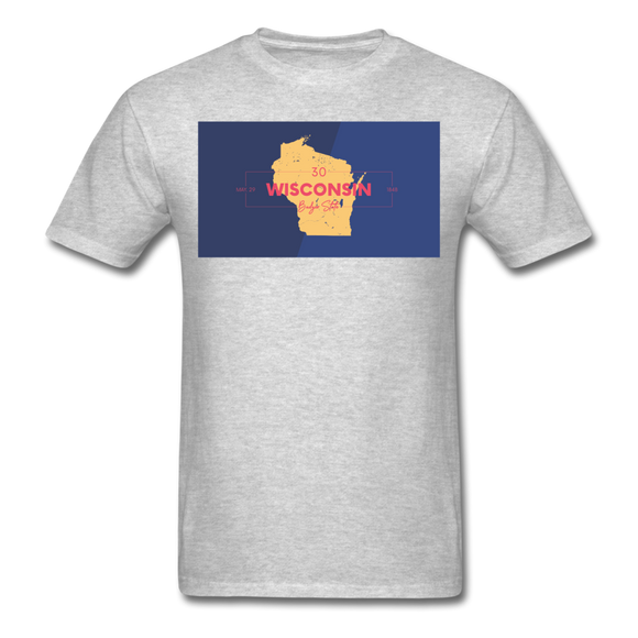 Wisconsin Info Map - Men's T-Shirt - heather gray