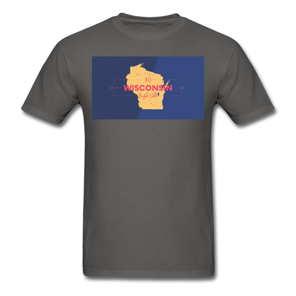 Wisconsin Info Map - Men's T-Shirt - charcoal