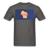 Wisconsin Info Map - Men's T-Shirt - charcoal