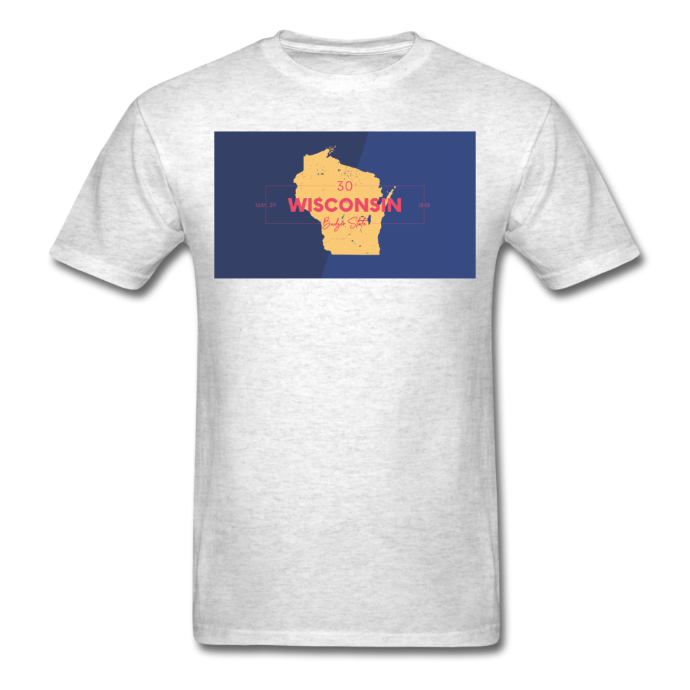 Wisconsin Info Map - Men's T-Shirt - light heather gray