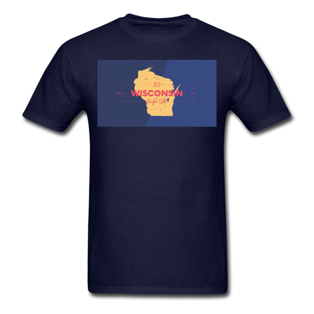 Wisconsin Info Map - Men's T-Shirt - navy