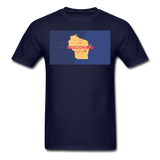 Wisconsin Info Map - Men's T-Shirt - navy