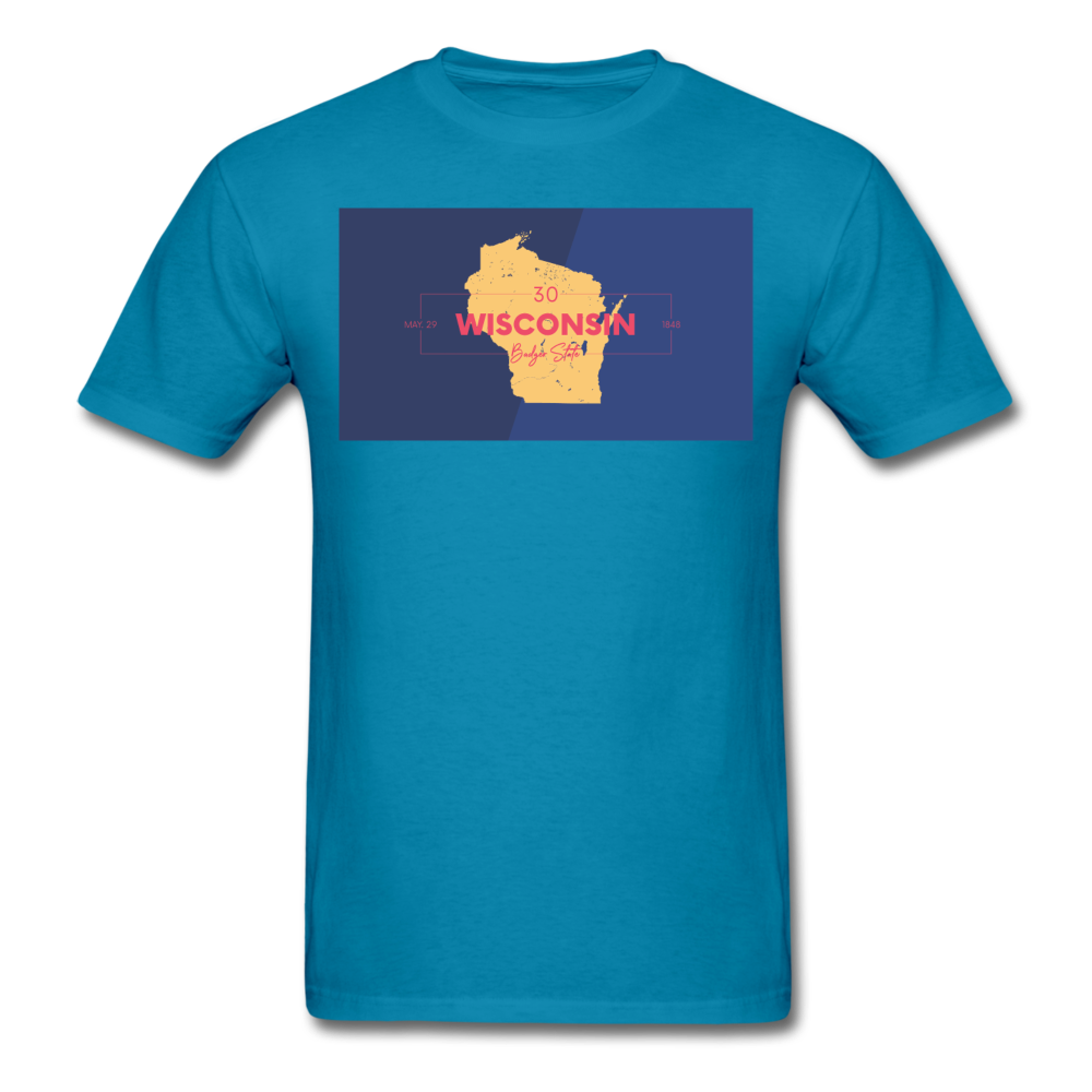 Wisconsin Info Map - Men's T-Shirt - turquoise