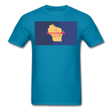 Wisconsin Info Map - Men's T-Shirt - turquoise