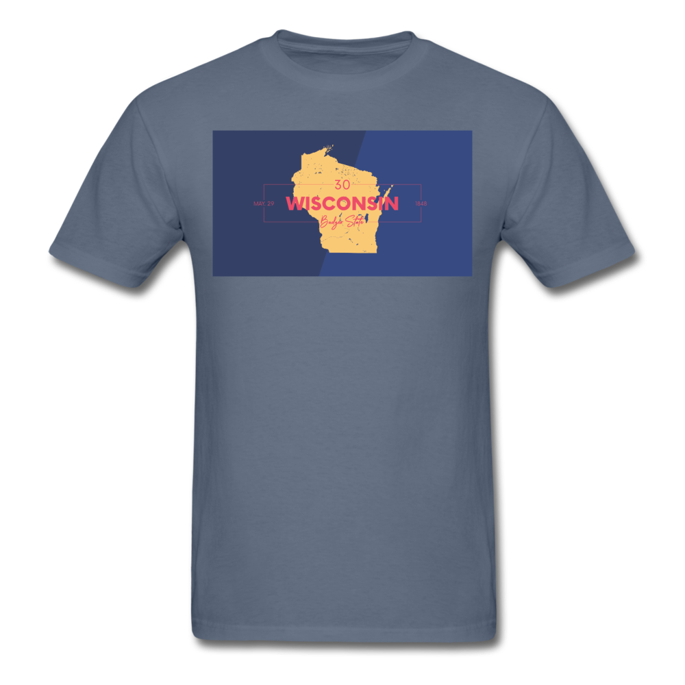 Wisconsin Info Map - Men's T-Shirt - denim