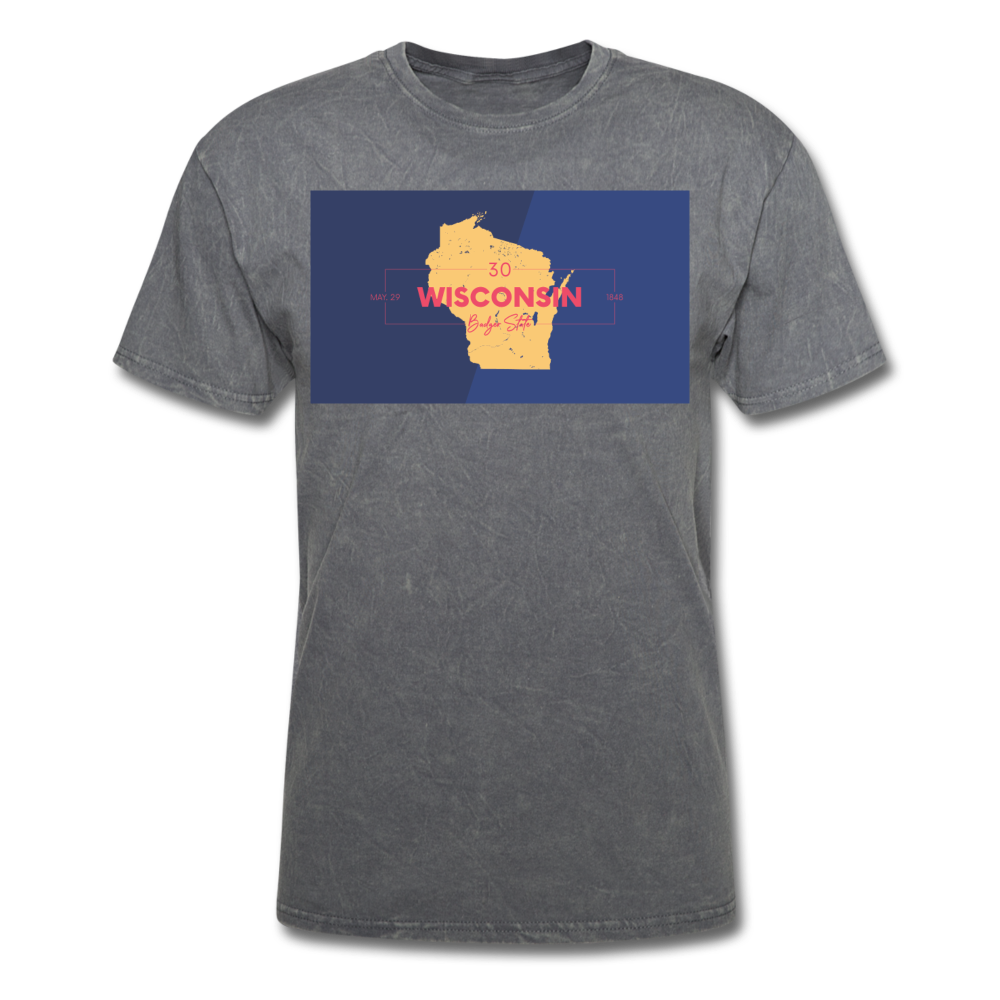 Wisconsin Info Map - Men's T-Shirt - mineral charcoal gray