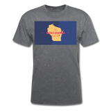 Wisconsin Info Map - Men's T-Shirt - mineral charcoal gray