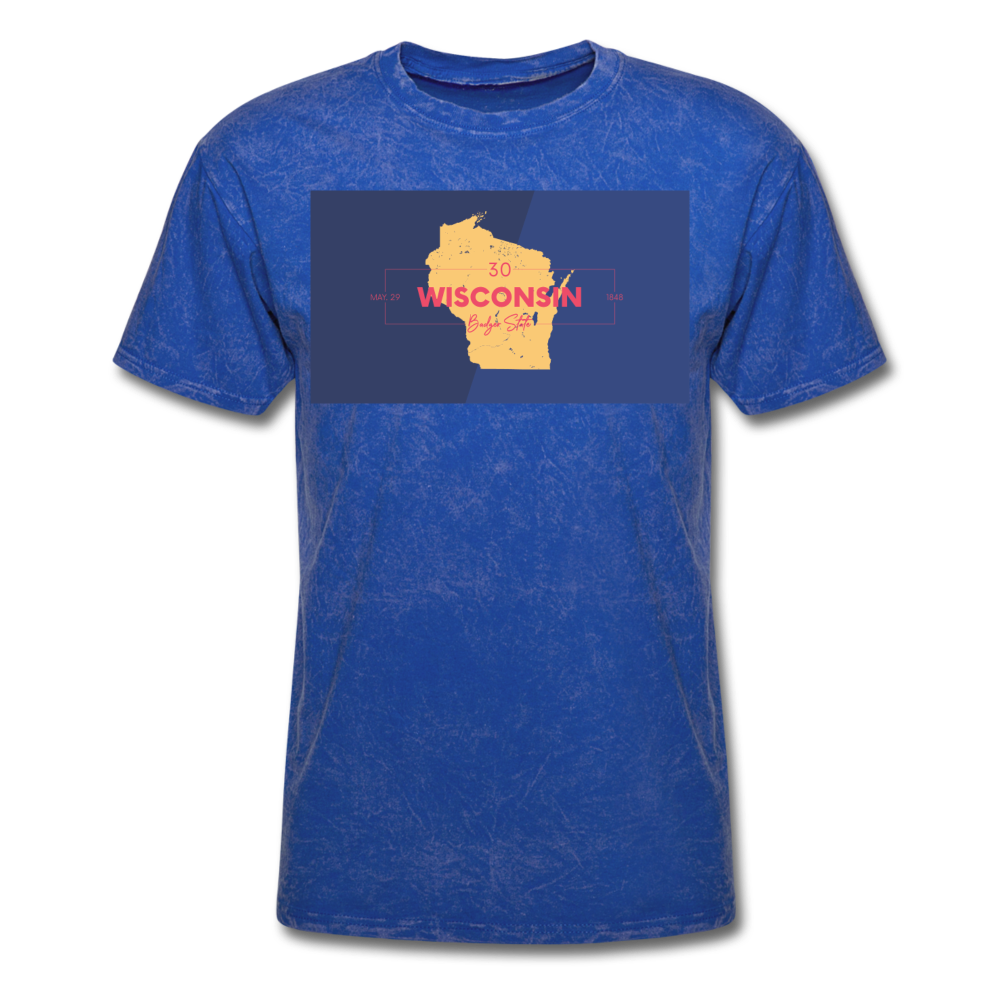 Wisconsin Info Map - Men's T-Shirt - mineral royal