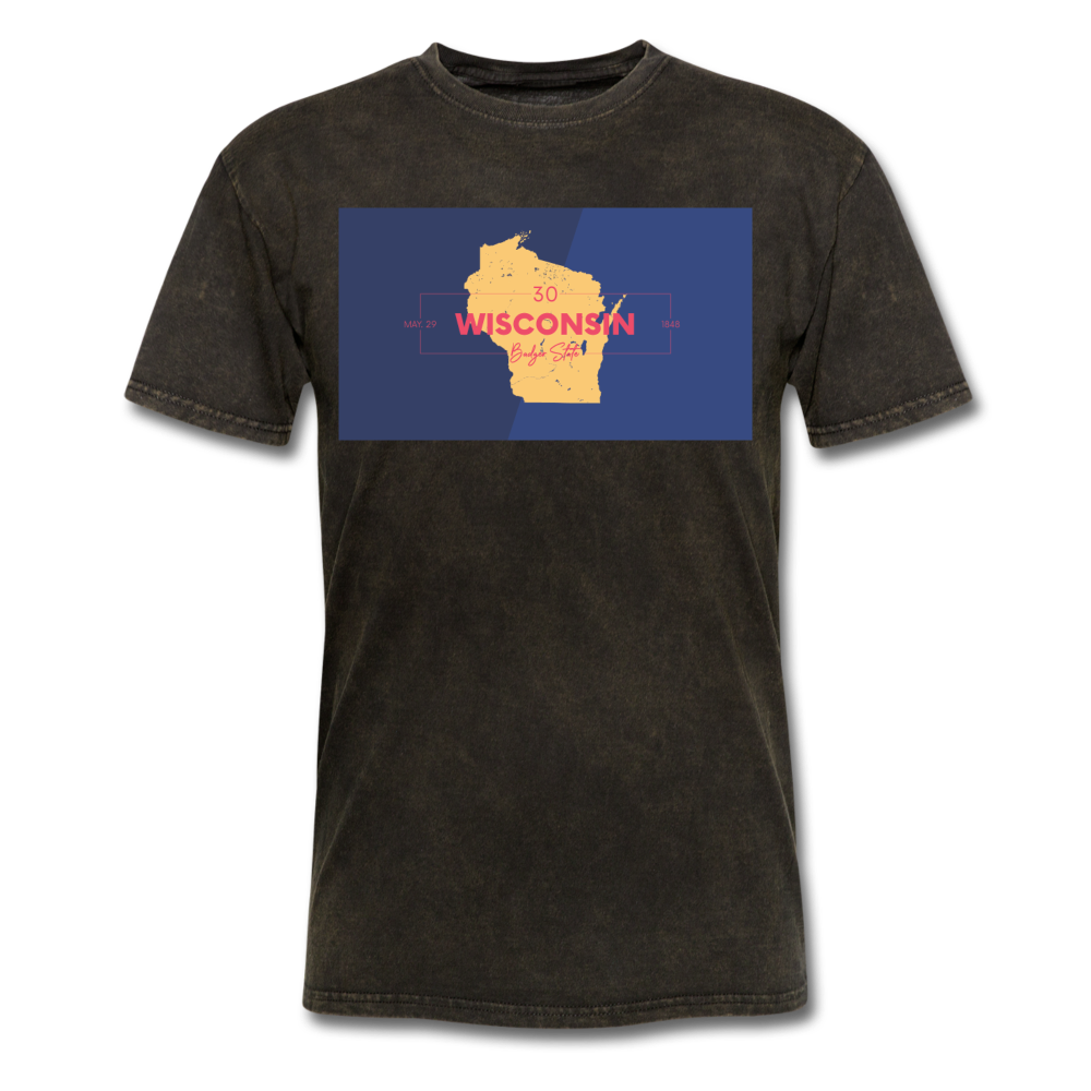 Wisconsin Info Map - Men's T-Shirt - mineral black