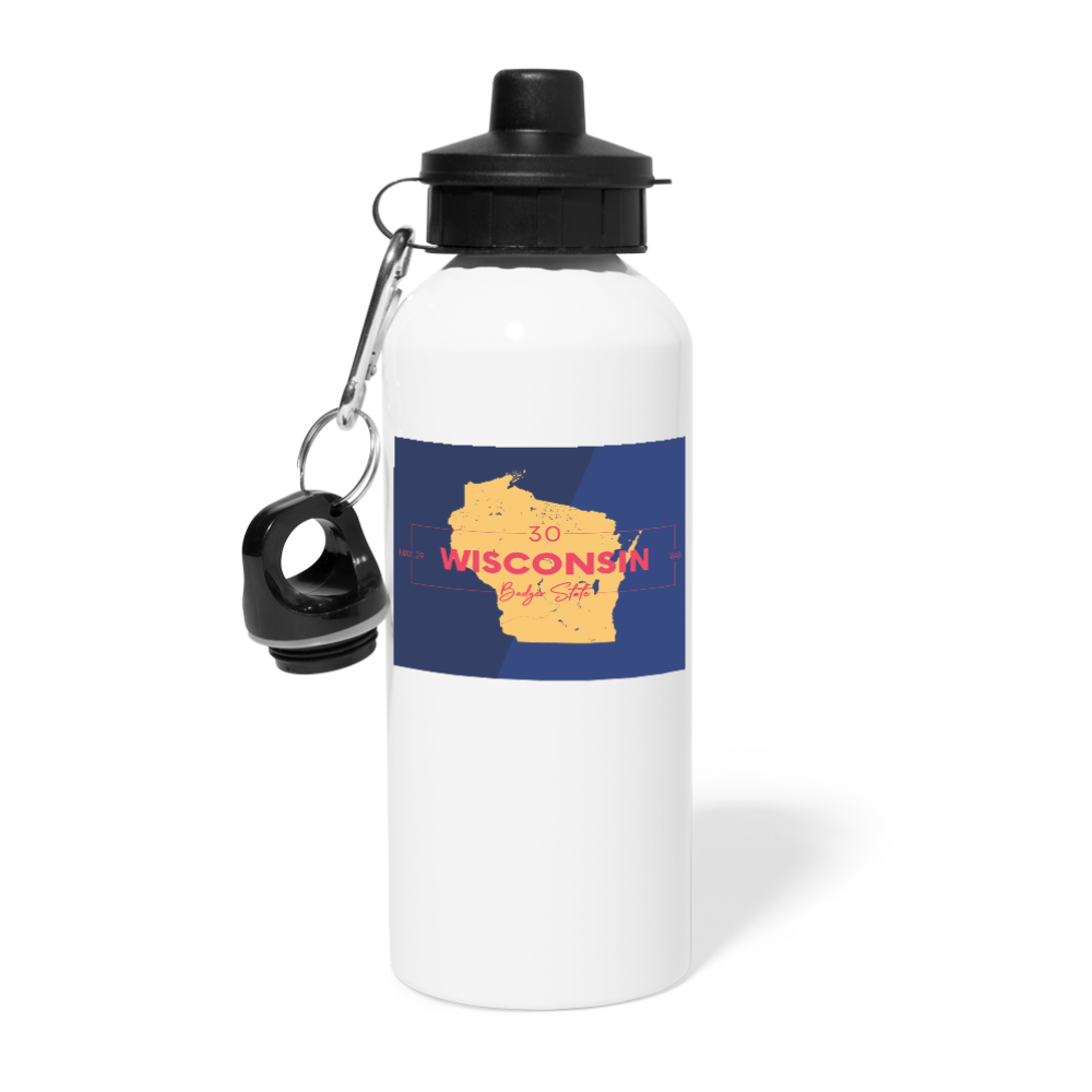 Wisconsin Info Map - Water Bottle - white