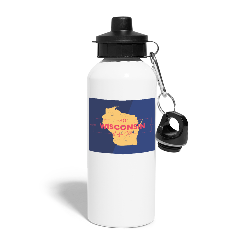 Wisconsin Info Map - Water Bottle - white