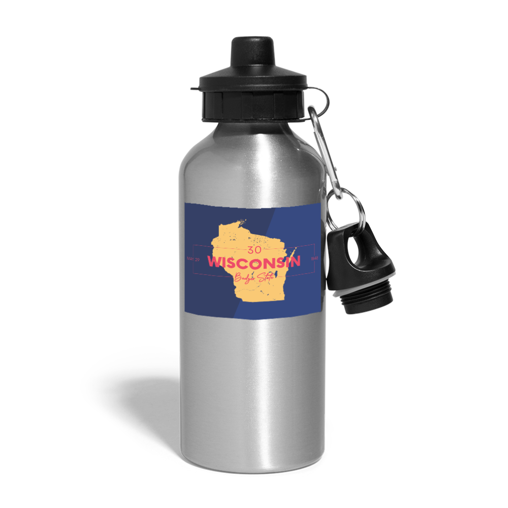 Wisconsin Info Map - Water Bottle - silver