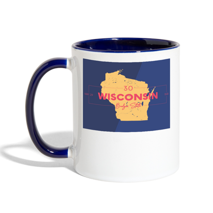 Wisconsin Info Map - Contrast Coffee Mug - white/cobalt blue