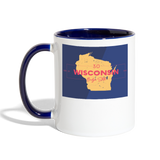 Wisconsin Info Map - Contrast Coffee Mug - white/cobalt blue
