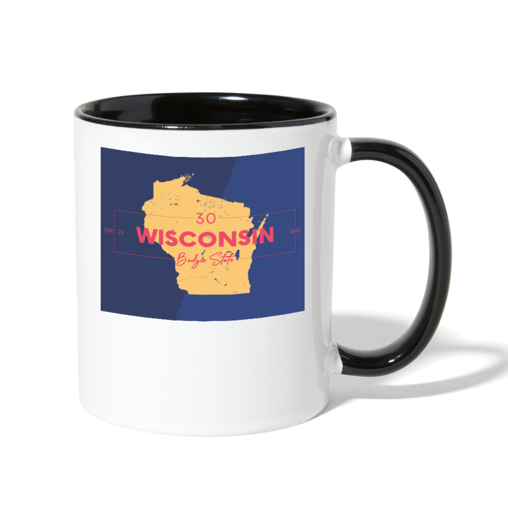 Wisconsin Info Map - Contrast Coffee Mug - white/black