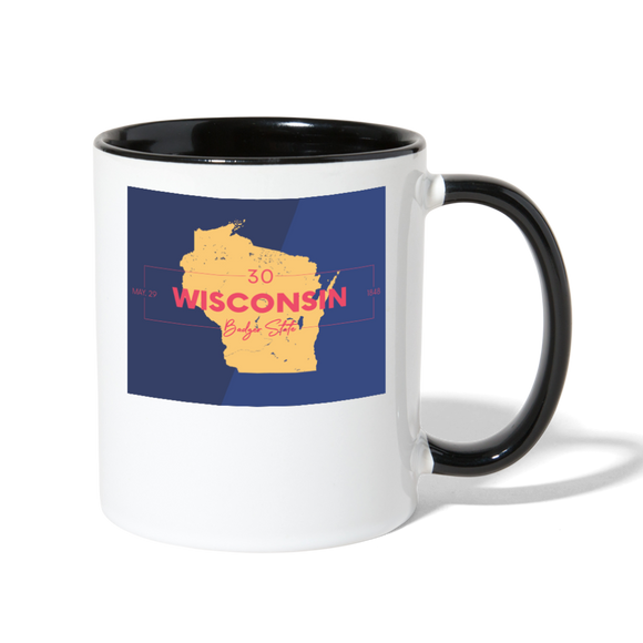 Wisconsin Info Map - Contrast Coffee Mug - white/black
