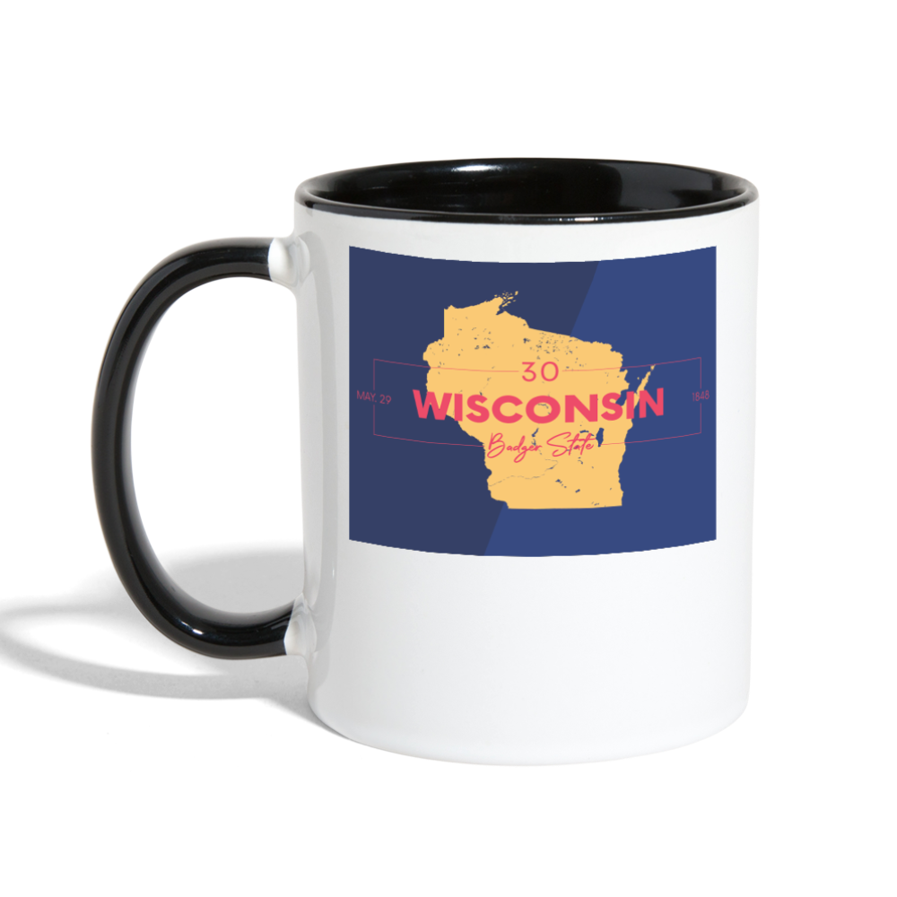 Wisconsin Info Map - Contrast Coffee Mug - white/black