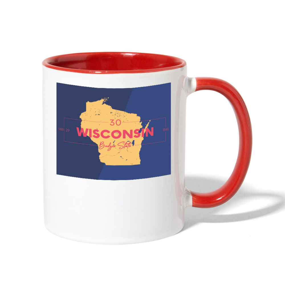 Wisconsin Info Map - Contrast Coffee Mug - white/red