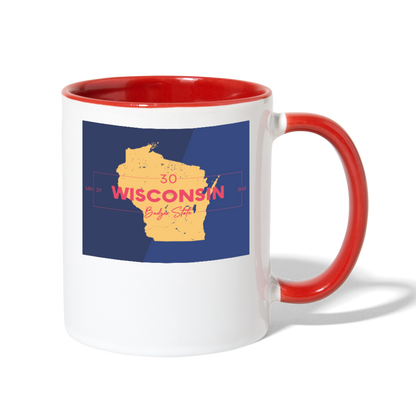 Wisconsin Info Map - Contrast Coffee Mug - white/red