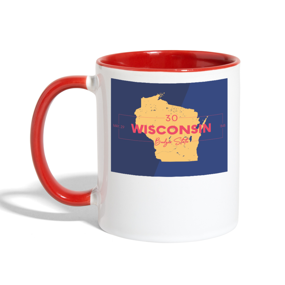 Wisconsin Info Map - Contrast Coffee Mug - white/red