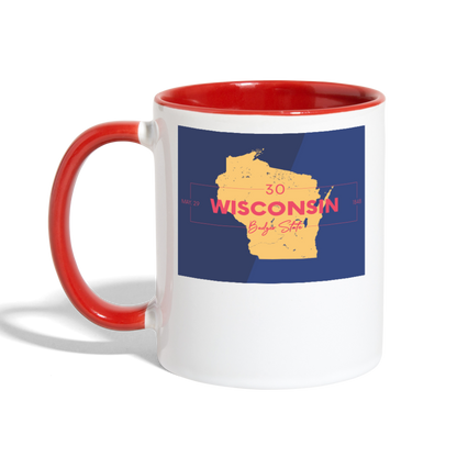 Wisconsin Info Map - Contrast Coffee Mug - white/red