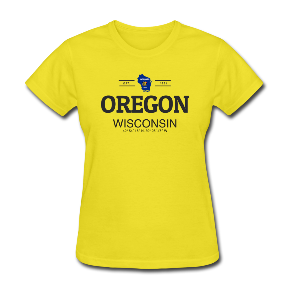 Oregon, WIsconsin - Women's T-Shirt - yellow