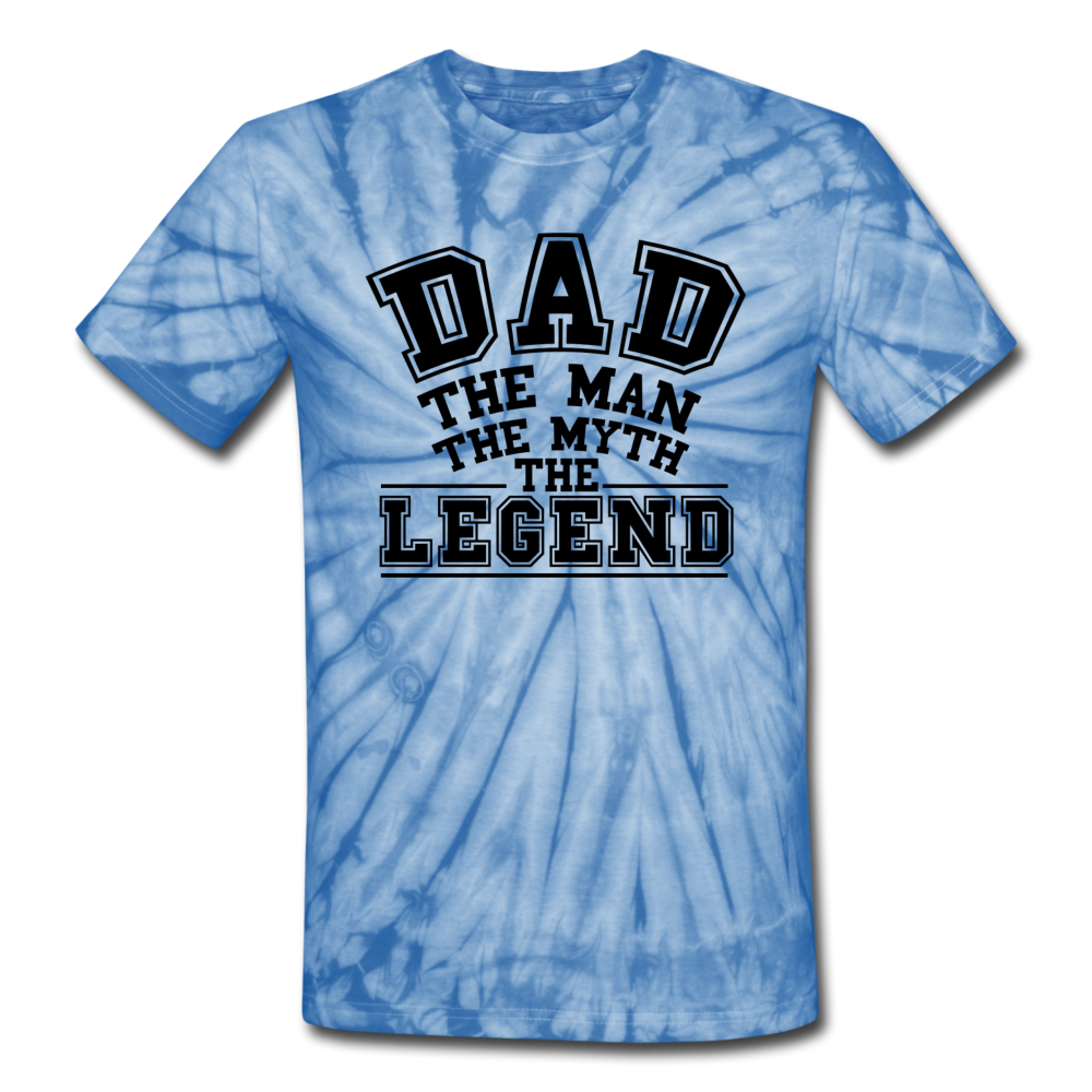 Dad the Legend - Unisex Tie Dye T-Shirt - spider baby blue