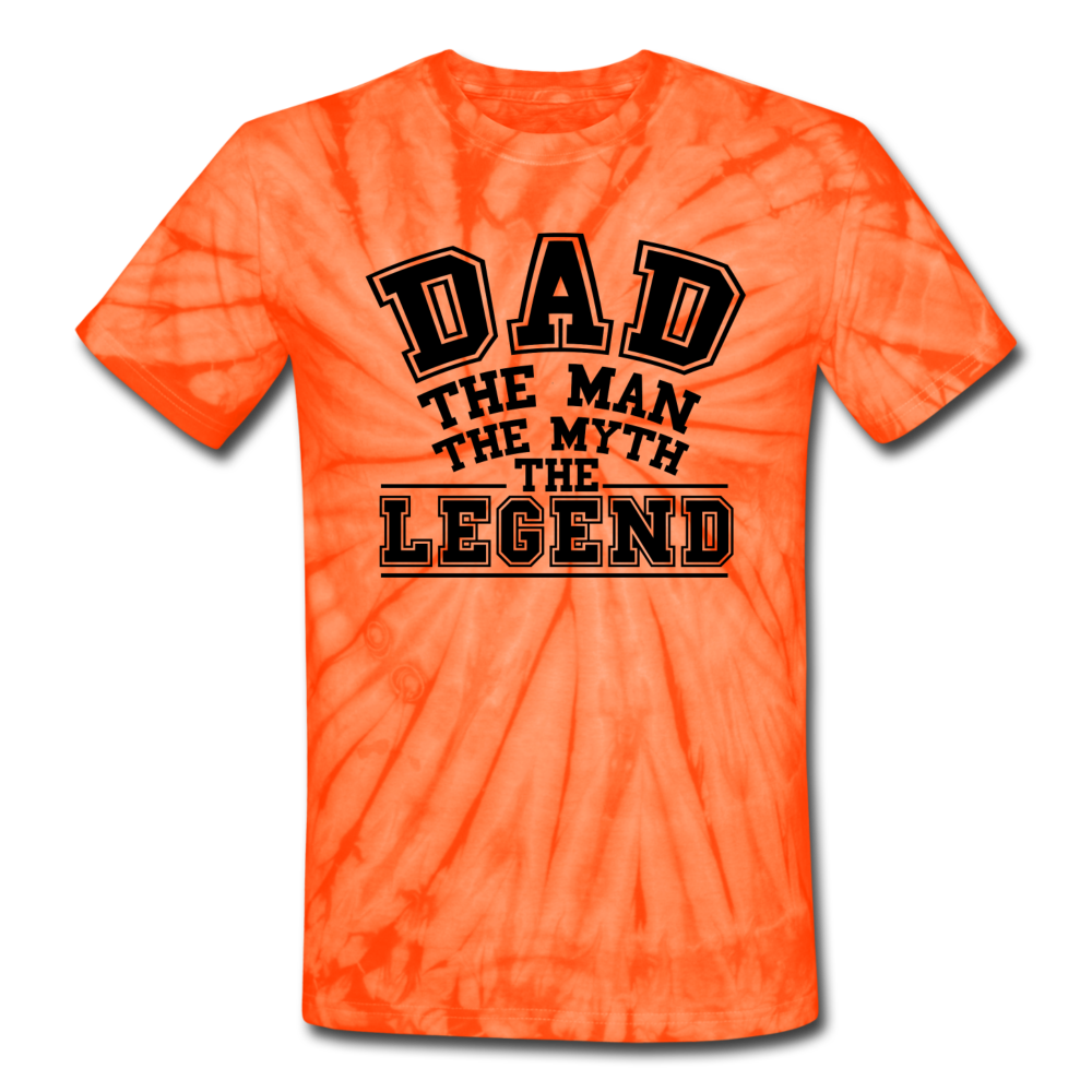 Dad the Legend - Unisex Tie Dye T-Shirt - spider orange