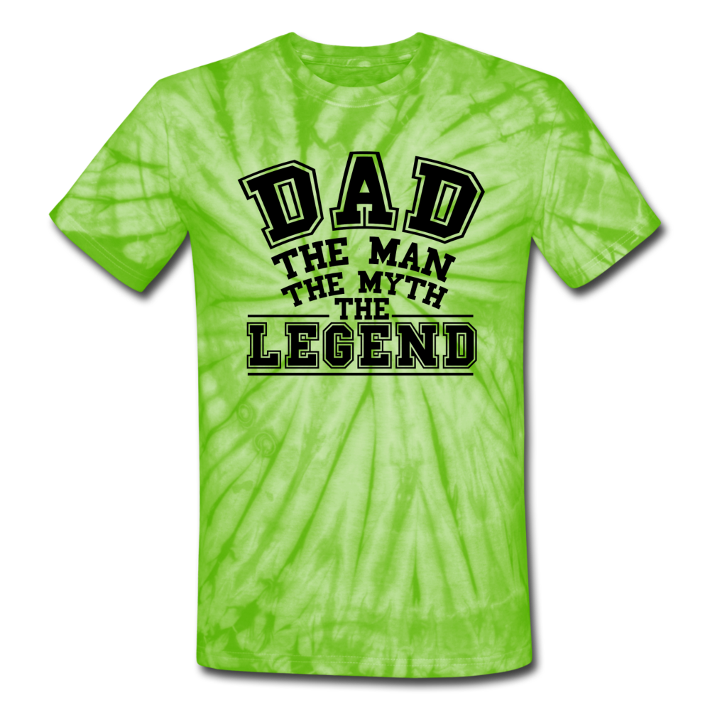 Dad the Legend - Unisex Tie Dye T-Shirt - spider lime green