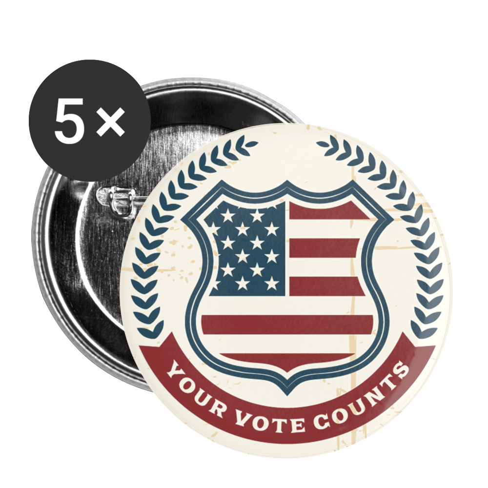 Vintage Your Vote Counts - Buttons large 2.2'' (5-pack) - white