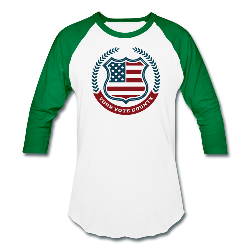 Your Vote Counts - Baseball T-Shirt - white/kelly green