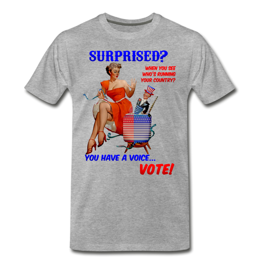 Pinup Voting "Surprised" - Men's Premium T-Shirt - heather gray