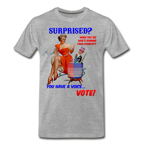 Pinup Voting "Surprised" - Men's Premium T-Shirt - heather gray